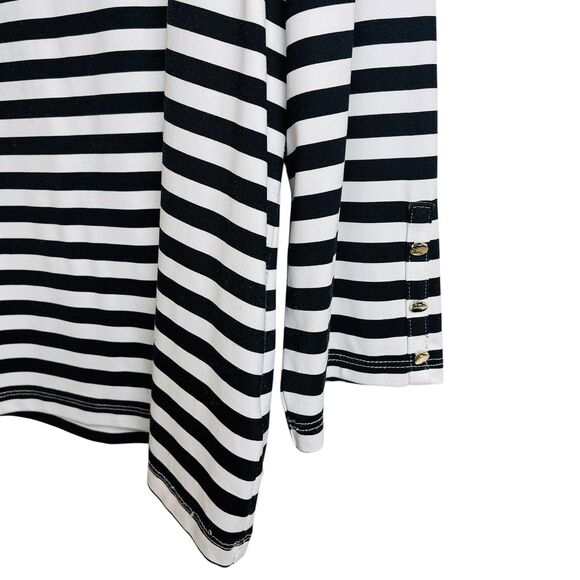 Talbots Shirt Womens XL Black White Stripe Long Sleeve Gold Button Nautical Top - Picture 8 of 9